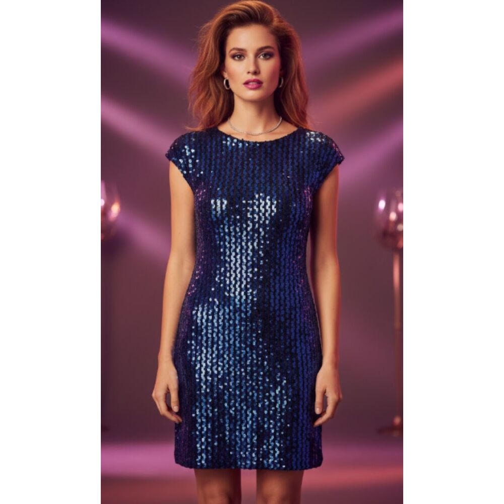 Glenrob Vintage Sequin Disco‎ Glam 80s Retro Club Dress Size 10